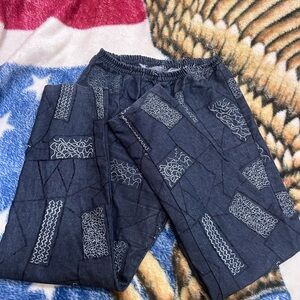 Blue square abstract Patterned Pants